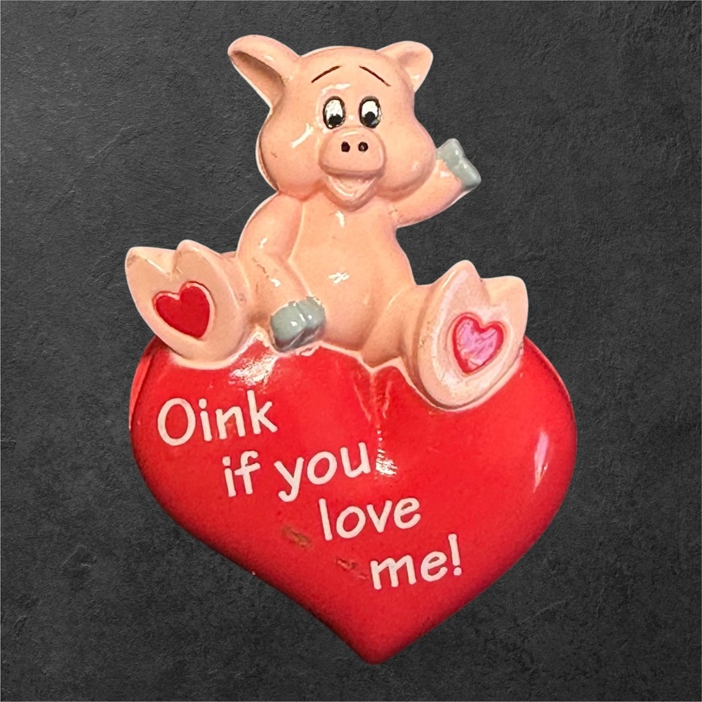 Vintage Easter Unlimited Pig Brooch Oink If You Love Me‎ Valentine Pin